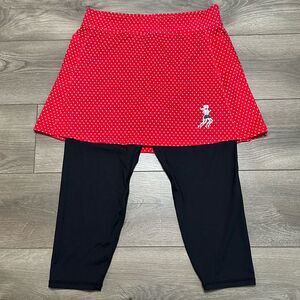 Runningskirts Mid Rise Red Polka Dot Black Active Skirted Crop Leggings  Size 14